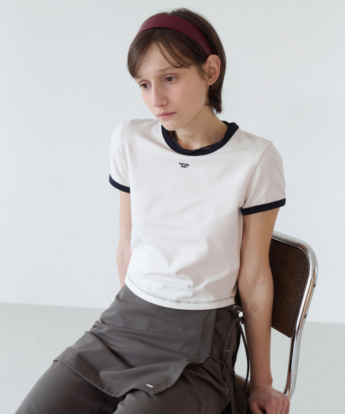 COVERNAT WOMAN(カバーナットウーマン)の「ウーマンベビーフィットリンガーTシャツアイボリー(Tシャツ/カットソー・レディース・その他・WS/WM)」の2枚目の写真