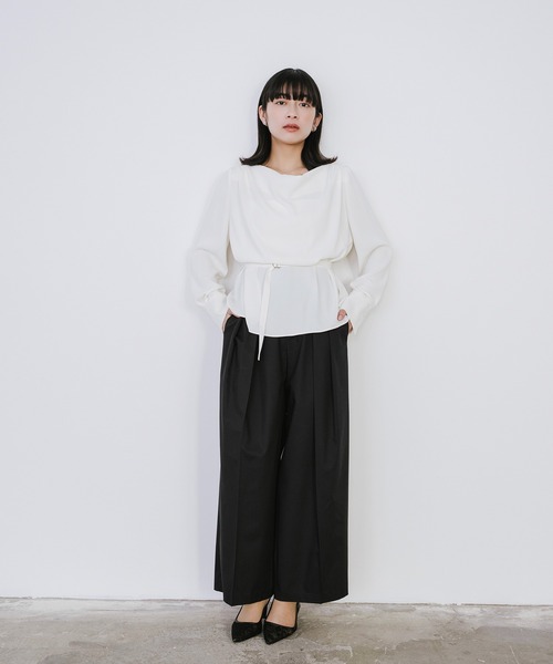 Sirin(シリン)の「ダブルクロスドレープブラウス(シャツ/ブラウス・レディース・ピンクベージュ/ライトブルー/オフホワイト/ネイビー・FREE)」の20枚目の写真