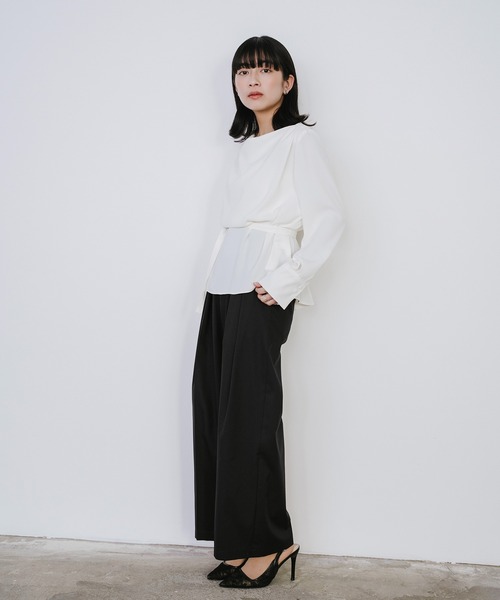 Sirin(シリン)の「ダブルクロスドレープブラウス(シャツ/ブラウス・レディース・ピンクベージュ/ライトブルー/オフホワイト/ネイビー・FREE)」の21枚目の写真