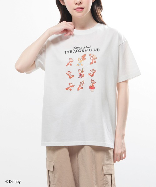 Honeys(ハニーズ)の「ディズニー/ゆるTシャツ(Tシャツ/カットソー・キッズ・スミクロ/ホワイト/ピンク/グリーン・150cm/L/LL/M/S)」の1枚目の写真