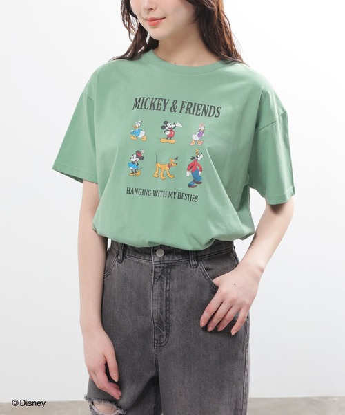 Honeys(ハニーズ)の「ディズニー/ゆるTシャツ(Tシャツ/カットソー・キッズ・スミクロ/ホワイト/ピンク/グリーン・150cm/L/LL/M/S)」の3枚目の写真