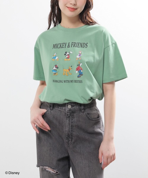 Honeys(ハニーズ)の「ディズニー/ゆるTシャツ(Tシャツ/カットソー・キッズ・スミクロ/ホワイト/ピンク/グリーン・150cm/L/LL/M/S)」の16枚目の写真
