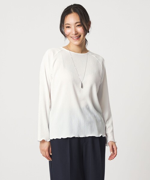 A DAY IN THE LIFE UNITED ARROWS（アデイインザライフユナイテッドアローズ）の「シャーリング ラグラン カットソー＜A DAY IN THE LIFE＞（Tシャツ/カットソー・レディース・ライム/ダークグレー/オフホワイト・FREE）」の2枚目の写真