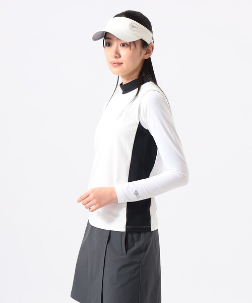 BEAMS GOLF(ビームスゴルフ)の「ORANGE LABEL / アームカバーボレロ付き モックネックシャツ (UVカット)(スウェット・レディース・ブラック/ホワイト・M/L/S)」の2枚目の写真