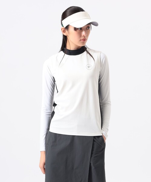 BEAMS GOLF(ビームスゴルフ)の「ORANGE LABEL / アームカバーボレロ付き モックネックシャツ (UVカット)(スウェット・レディース・ブラック/ホワイト・M/L/S)」の4枚目の写真