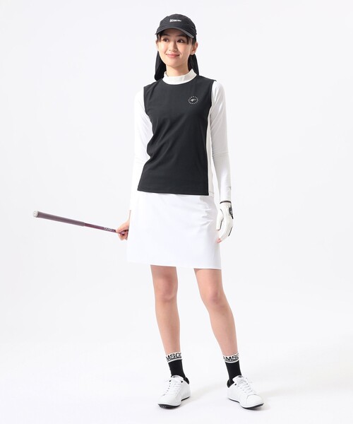 BEAMS GOLF(ビームスゴルフ)の「ORANGE LABEL / アームカバーボレロ付き モックネックシャツ (UVカット)(スウェット・レディース・ブラック/ホワイト・M/L/S)」の5枚目の写真