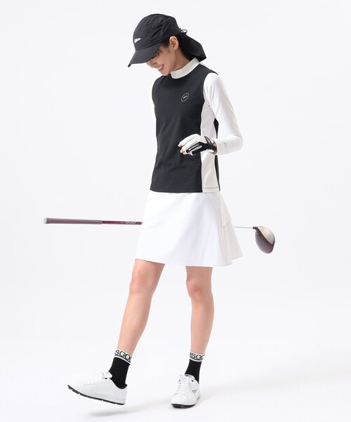 BEAMS GOLF(ビームスゴルフ)の「ORANGE LABEL / アームカバーボレロ付き モックネックシャツ (UVカット)(スウェット・レディース・ブラック/ホワイト・M/L/S)」の6枚目の写真