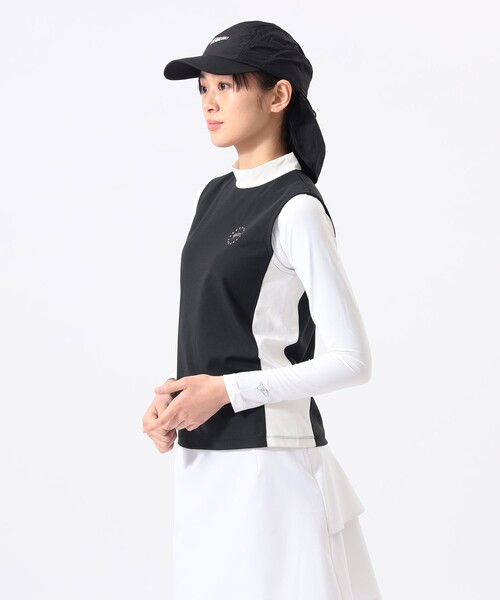 BEAMS GOLF(ビームスゴルフ)の「ORANGE LABEL / アームカバーボレロ付き モックネックシャツ (UVカット)(スウェット・レディース・ブラック/ホワイト・M/L/S)」の8枚目の写真
