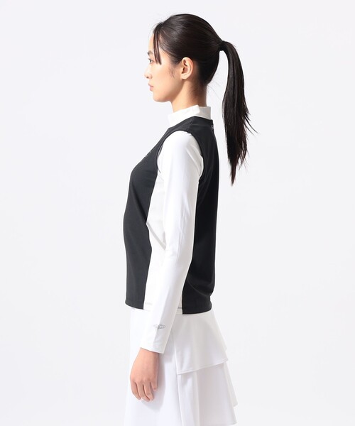 BEAMS GOLF(ビームスゴルフ)の「ORANGE LABEL / アームカバーボレロ付き モックネックシャツ (UVカット)(スウェット・レディース・ブラック/ホワイト・M/L/S)」の10枚目の写真
