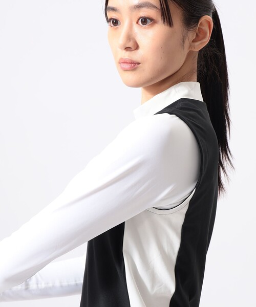 BEAMS GOLF(ビームスゴルフ)の「ORANGE LABEL / アームカバーボレロ付き モックネックシャツ (UVカット)(スウェット・レディース・ブラック/ホワイト・M/L/S)」の13枚目の写真