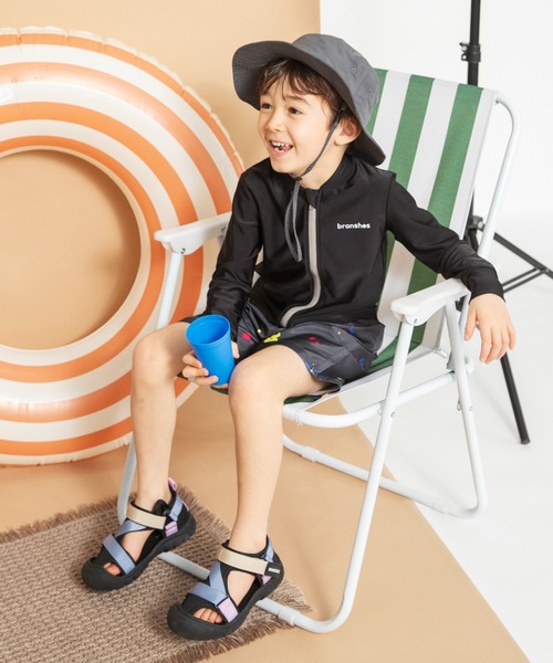 BRANSHES(ブランシェス)の「【水着 / SWIM】長袖ラッシュガード(ラッシュガード・キッズ・ブラック/ライトグリーン・110/100/90/120/150/130/140)」の16枚目の写真