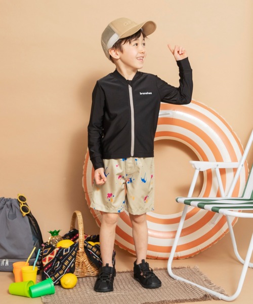 BRANSHES(ブランシェス)の「【水着 / SWIM】長袖ラッシュガード(ラッシュガード・キッズ・ブラック/ライトグリーン・110/100/90/120/150/130/140)」の10枚目の写真