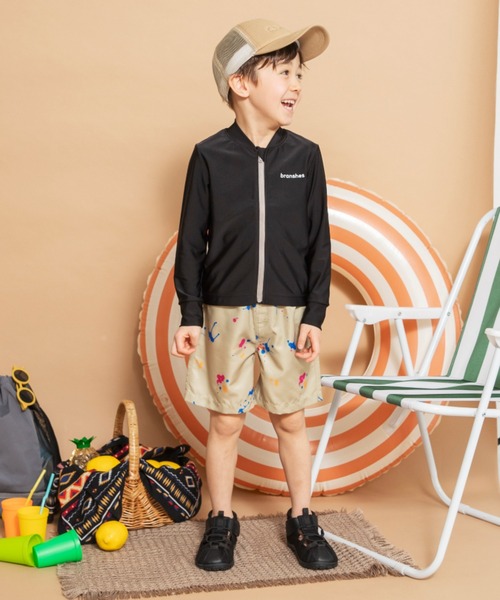 BRANSHES(ブランシェス)の「【水着 / SWIM】長袖ラッシュガード(ラッシュガード・キッズ・ブラック/ライトグリーン・110/100/90/120/150/130/140)」の11枚目の写真