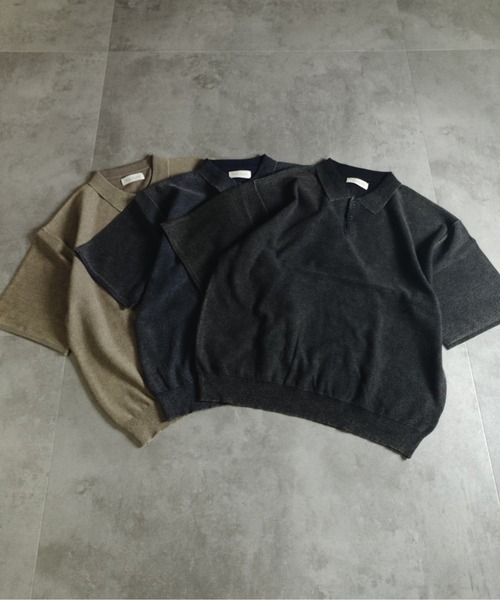 many men many mind（メニーメンメニーマインド）の「MANYMENMANYMINDS / スノーウォッシュニットポロシャツ（ニット/セーター・メンズ・ベージュ/ネイビー/ブラック・LARGE/X-LARGE/MEDIUM）」の5枚目の写真