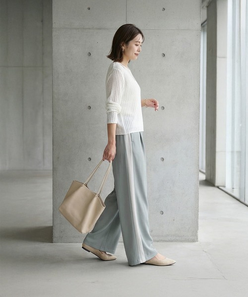 STYLE DELI（スタイルデリ）の「ドロスト裾サイドラインパンツ（その他パンツ・レディース・ブルーグレー・FREE）」の3枚目の写真
