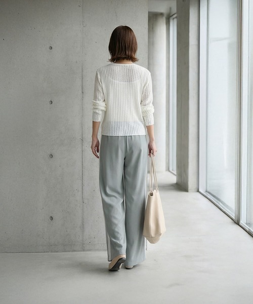 STYLE DELI（スタイルデリ）の「ドロスト裾サイドラインパンツ（その他パンツ・レディース・ブルーグレー・FREE）」の5枚目の写真