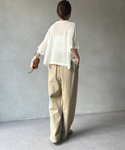 DouDou(ドゥドゥ)の「【WEB限定】プリントシアーニットプルオーバー(Tシャツ/カットソー・レディース・ネイビー/グレー/オフホワイト・FREE)」の8枚目の写真