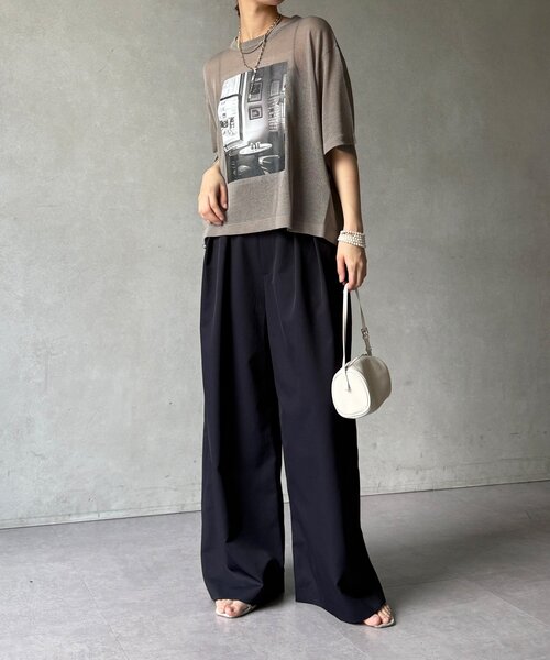 DouDou(ドゥドゥ)の「【WEB限定】プリントシアーニットプルオーバー(Tシャツ/カットソー・レディース・ネイビー/グレー/オフホワイト・FREE)」の15枚目の写真