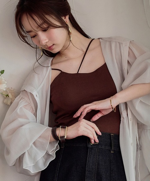 mideal(マイディール)の「cross design camisole / クロスデザインキャミソール(キャミソール・レディース・ダークブラウン/アイボリー/ブラック・FREE)」の3枚目の写真
