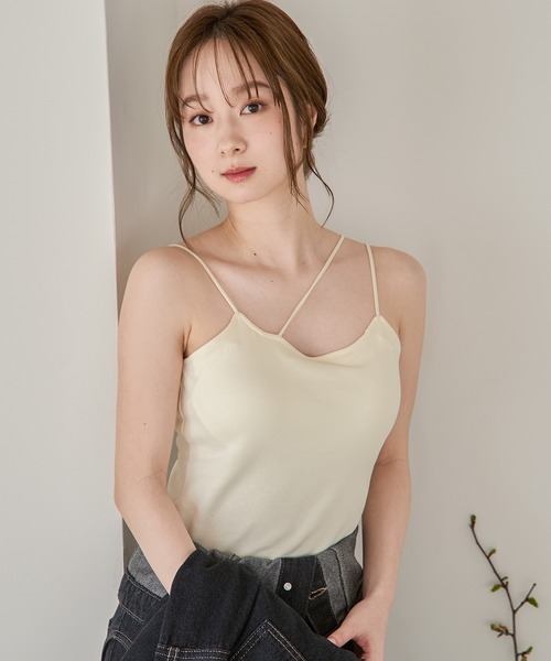 mideal(マイディール)の「cross design camisole / クロスデザインキャミソール(キャミソール・レディース・ダークブラウン/アイボリー/ブラック・FREE)」の1枚目の写真