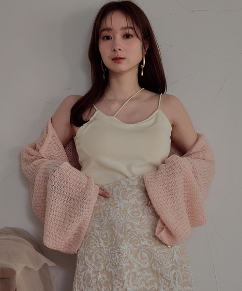 mideal(マイディール)の「cross design camisole / クロスデザインキャミソール(キャミソール・レディース・ダークブラウン/アイボリー/ブラック・FREE)」の14枚目の写真