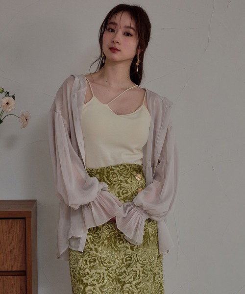 mideal(マイディール)の「cross design camisole / クロスデザインキャミソール(キャミソール・レディース・ダークブラウン/アイボリー/ブラック・FREE)」の22枚目の写真