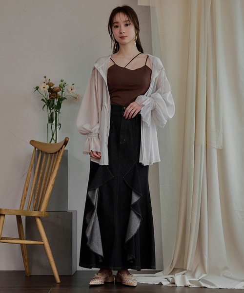 mideal(マイディール)の「cross design camisole / クロスデザインキャミソール(キャミソール・レディース・ダークブラウン/アイボリー/ブラック・FREE)」の13枚目の写真