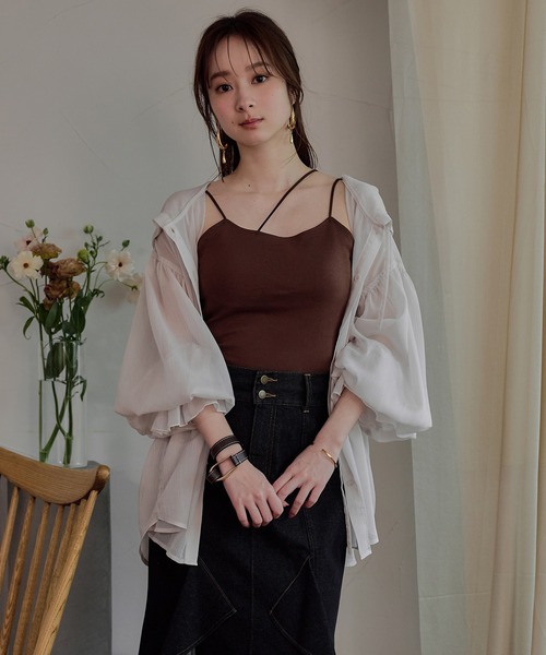 mideal(マイディール)の「cross design camisole / クロスデザインキャミソール(キャミソール・レディース・ダークブラウン/アイボリー/ブラック・FREE)」の9枚目の写真