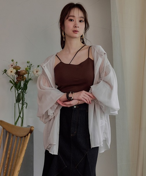 mideal(マイディール)の「cross design camisole / クロスデザインキャミソール(キャミソール・レディース・ダークブラウン/アイボリー/ブラック・FREE)」の10枚目の写真