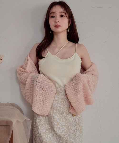 mideal(マイディール)の「cross design camisole / クロスデザインキャミソール(キャミソール・レディース・ダークブラウン/アイボリー/ブラック・FREE)」の7枚目の写真