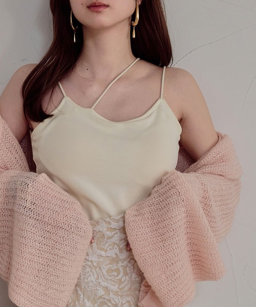 mideal(マイディール)の「cross design camisole / クロスデザインキャミソール(キャミソール・レディース・ダークブラウン/アイボリー/ブラック・FREE)」の6枚目の写真