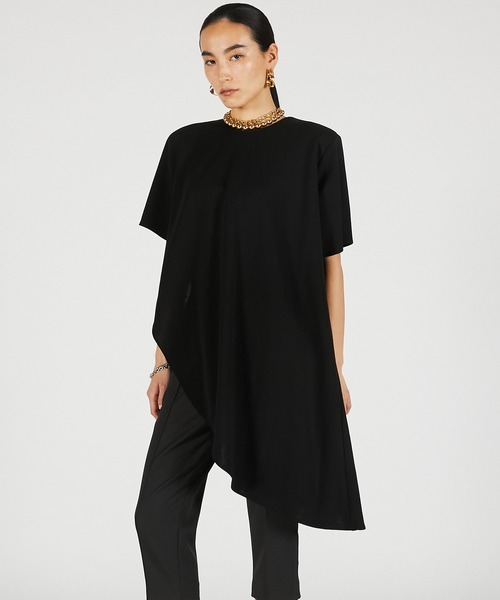 PRANK PROJECT(プランクプロジェクト)の「【2026Summer Pre-Order】ショルダーパッドアシメケープTシャツ / Shoulder Pad Asymmetrical Cape T-Shirt(Tシャツ/カットソー・レディース・グレー/ブラック/アイボリー・FREE)」の1枚目の写真