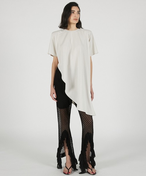 PRANK PROJECT(プランクプロジェクト)の「【2026Summer Pre-Order】ショルダーパッドアシメケープTシャツ / Shoulder Pad Asymmetrical Cape T-Shirt(Tシャツ/カットソー・レディース・グレー/ブラック/アイボリー・FREE)」の4枚目の写真