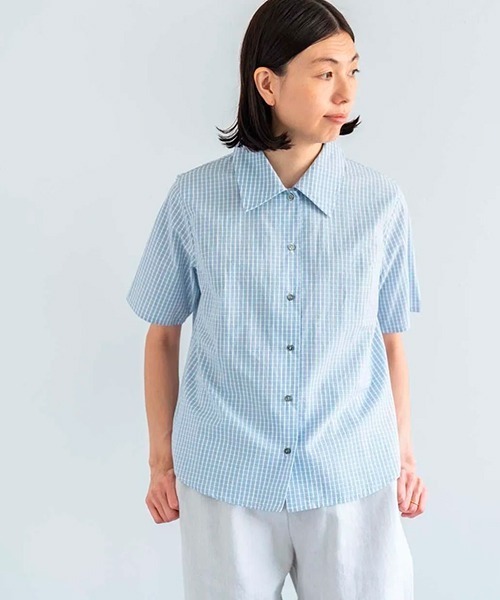 sept septieme(セットセッティエーム)の「コットンタイプライターチェックシャツ(シャツ/ブラウス・レディース・サックスブルー・MEDIUM)」の1枚目の写真