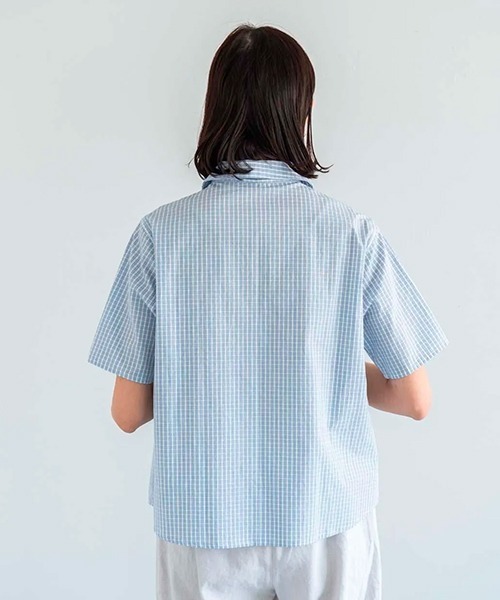 sept septieme(セットセッティエーム)の「コットンタイプライターチェックシャツ(シャツ/ブラウス・レディース・サックスブルー・MEDIUM)」の4枚目の写真