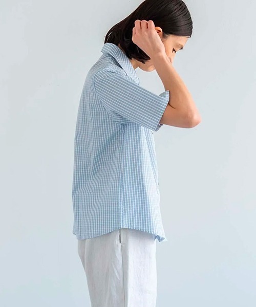 sept septieme(セットセッティエーム)の「コットンタイプライターチェックシャツ(シャツ/ブラウス・レディース・サックスブルー・MEDIUM)」の6枚目の写真