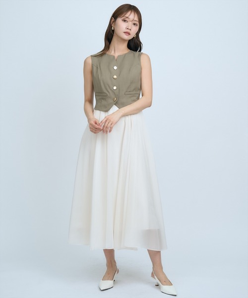 AND COUTURE(アンドクチュール)の「ショートジレレイヤードワンピース(ワンピース・レディース・ベージュ/カーキ/チャコールグレー・FREE)」の15枚目の写真