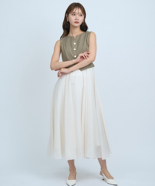 AND COUTURE(アンドクチュール)の「ショートジレレイヤードワンピース(ワンピース・レディース・ベージュ/カーキ/チャコールグレー・FREE)」の6枚目の写真