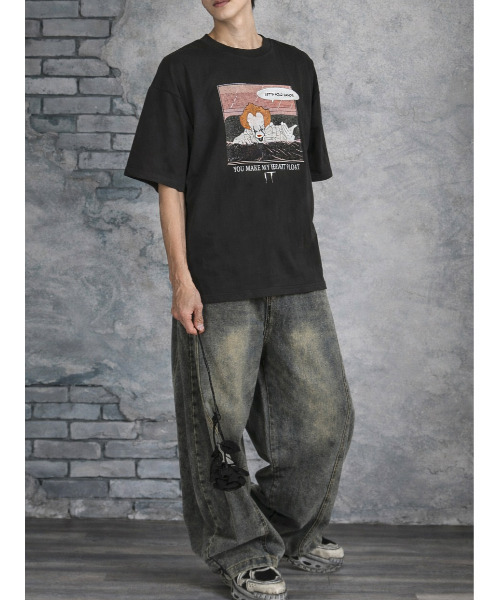 neos（ネオス）の「【neos】PENNY WISE ペニーワイズ it ヴィンテージライク ルーズシルエット ハーフスリーブ プリント Tシャツ メンズ レディース ユニセックス（Tシャツ/カットソー・メンズ・ホワイト系1/ホワイト系2/ブラック系2/ブラック系1・MEDIUM/LARGE/X-LARGE）」の7枚目の写真