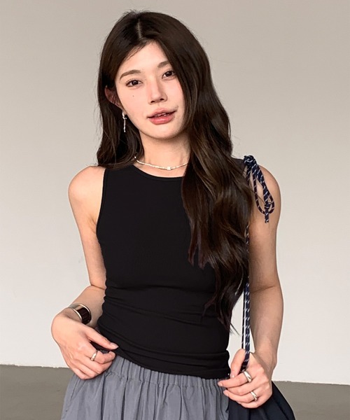 by LEGNA（バイレグナ）の「アメスリタンクトップ（タンクトップ・レディース・ホワイト/ダークブラウン/ダークグレー/ベージュ/ブラック・MEDIUM/LARGE/SMALL）」の16枚目の写真