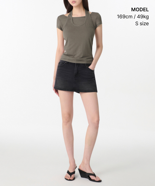 MUSINSA STANDARD WOMAN（ムシンサスタンダードウーマン）の「ウィメンズウールテンセルホルターレイヤードTシャツ[トープ]（Tシャツ/カットソー・レディース・その他・SMALL/MEDIUM/LARGE/X-SMALL）」の13枚目の写真