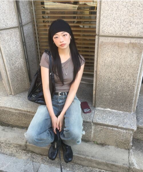 MUSINSA STANDARD WOMAN（ムシンサスタンダードウーマン）の「ウィメンズウールテンセルホルターレイヤードTシャツ[トープ]（Tシャツ/カットソー・レディース・その他・SMALL/MEDIUM/LARGE/X-SMALL）」の11枚目の写真