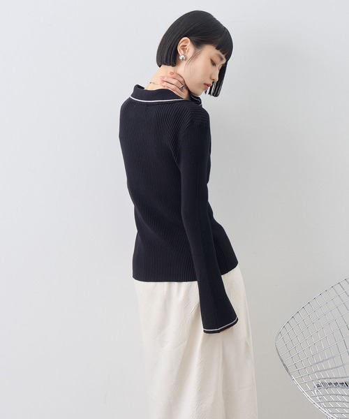 NOGLE(ノグル)の「【NOGLE/ノグル】襟付きラインフレアリブニット(ニット/セーター・レディース・グレイッシュベージュ/ライトグレー/ブラック/ブラウン/グレー/ネイビー・FREE)」の19枚目の写真