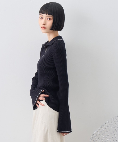 NOGLE(ノグル)の「【NOGLE/ノグル】襟付きラインフレアリブニット(ニット/セーター・レディース・グレイッシュベージュ/ライトグレー/ブラック/ブラウン/グレー/ネイビー・FREE)」の22枚目の写真