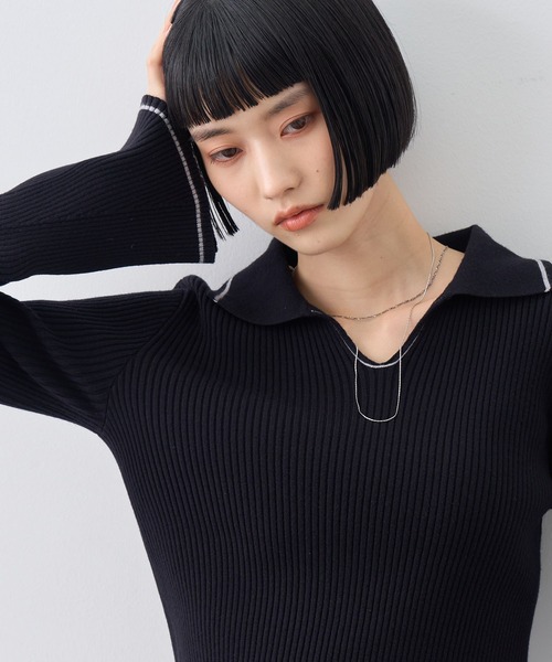 NOGLE(ノグル)の「【NOGLE/ノグル】襟付きラインフレアリブニット(ニット/セーター・レディース・グレイッシュベージュ/ライトグレー/ブラック/ブラウン/グレー/ネイビー・FREE)」の20枚目の写真