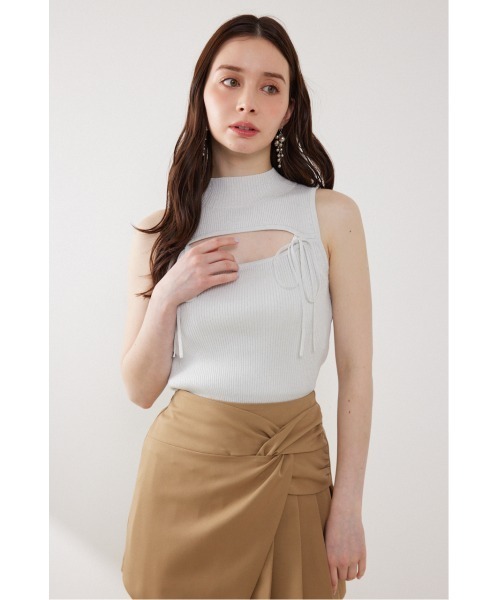 rienda(リエンダ)の「ウォッシャブルリボントップス 春服 夏服(ニット/セーター・レディース・ブラック/ベージュ/ホワイト・FREE)」の1枚目の写真