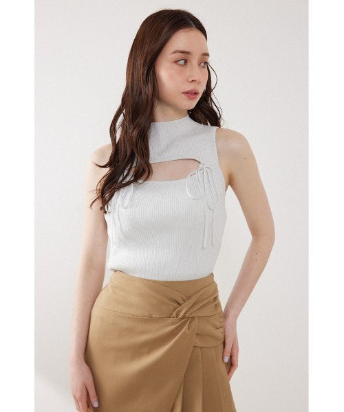 rienda(リエンダ)の「ウォッシャブルリボントップス 春服 夏服(ニット/セーター・レディース・ブラック/ベージュ/ホワイト・FREE)」の6枚目の写真