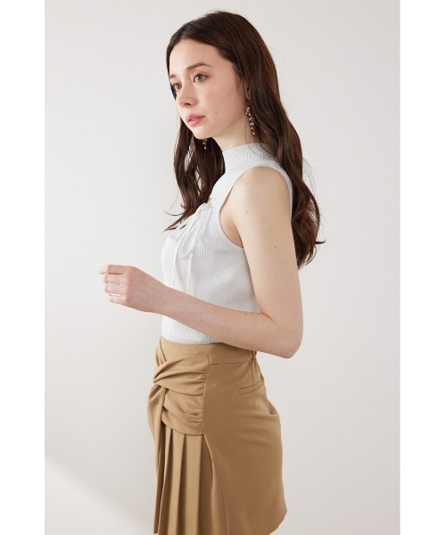 rienda(リエンダ)の「ウォッシャブルリボントップス 春服 夏服(ニット/セーター・レディース・ブラック/ベージュ/ホワイト・FREE)」の7枚目の写真