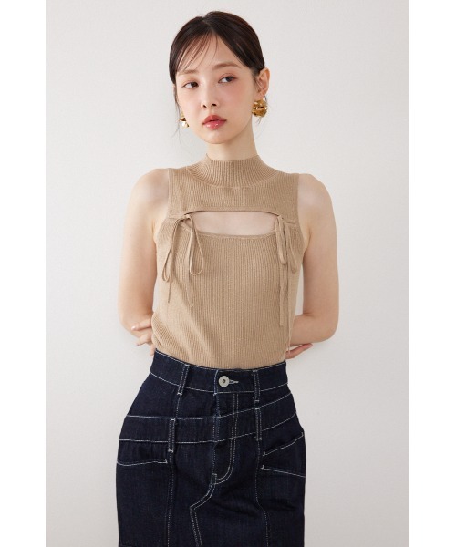 rienda(リエンダ)の「ウォッシャブルリボントップス 春服 夏服(ニット/セーター・レディース・ブラック/ベージュ/ホワイト・FREE)」の19枚目の写真