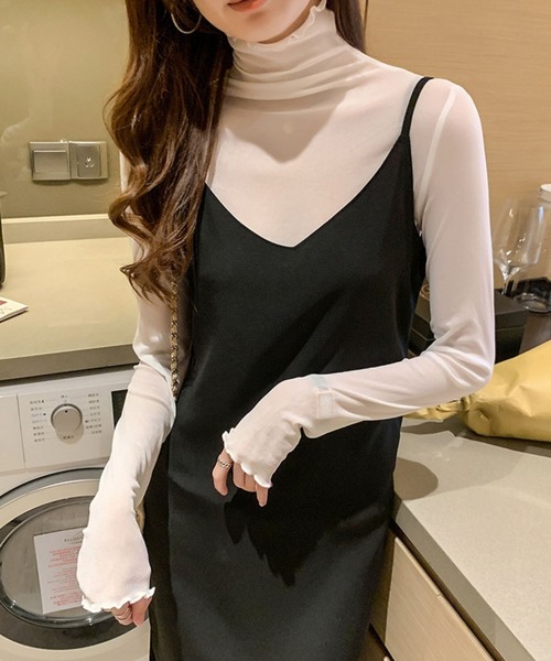 LUGG NAGG(ラグナグ)の「【456841】メロウシースルートップス(RZ)(Tシャツ/カットソー・レディース・ホワイト/ピンク/ブラック/パープル/グレー・FREE)」の2枚目の写真